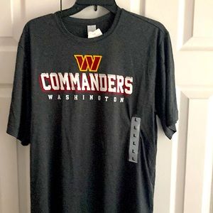 Men’s size L grey Washington commanders T shirt 100% polyester new with tag
